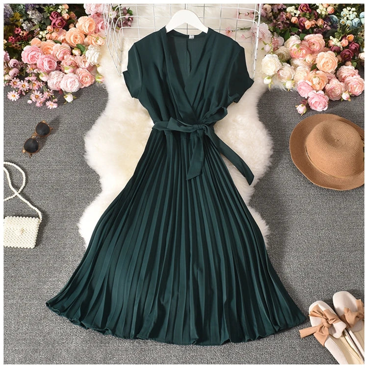 Side Zip Belt Dress with Lace-Up Bow Detail