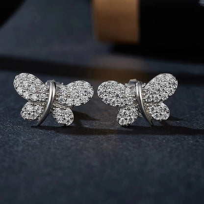 Butterfly Moissanite Stud Earrings - Gold Plated Engagement & Bridal Jewelry
