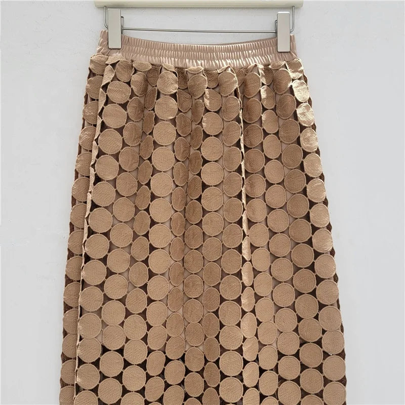 Hollow Splice Vest Top & High Waist Skirt