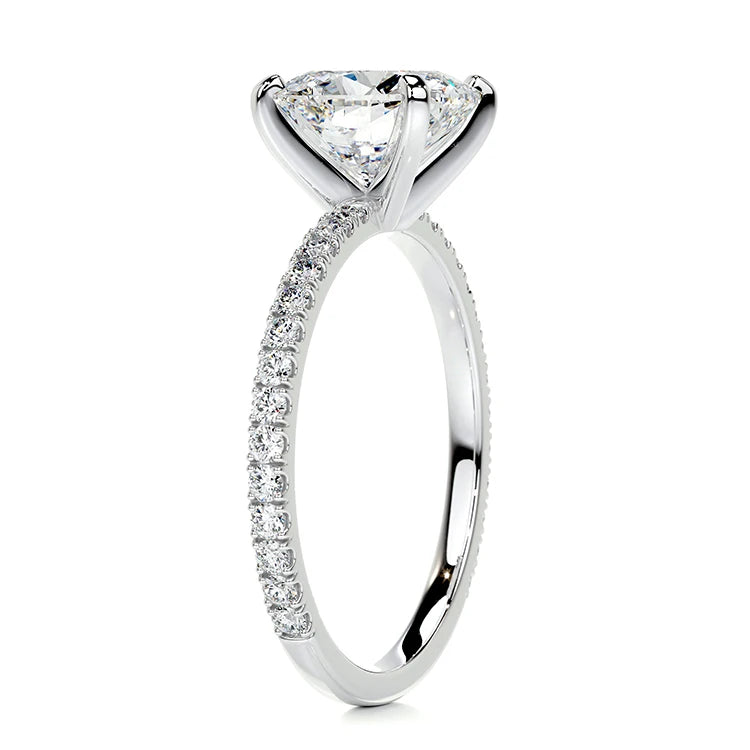 14K White Gold Cushion Cut Moissanite Engagement Ring - 2.5 Carat