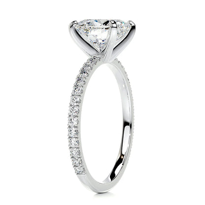 14K White Gold Cushion Cut Moissanite Engagement Ring - 2.5 Carat