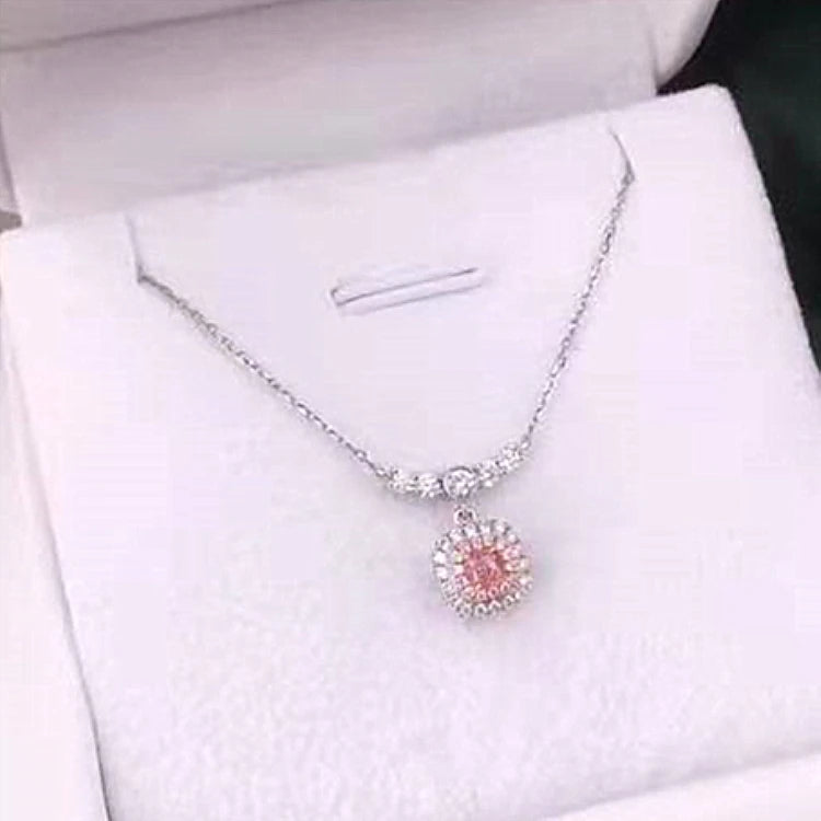 Natural Pink Diamond Pendant Necklace - 0.144ct 18K Gold