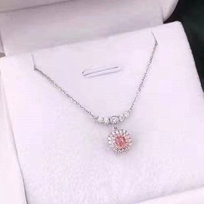 Natural Pink Diamond Pendant Necklace - 0.144ct 18K Gold