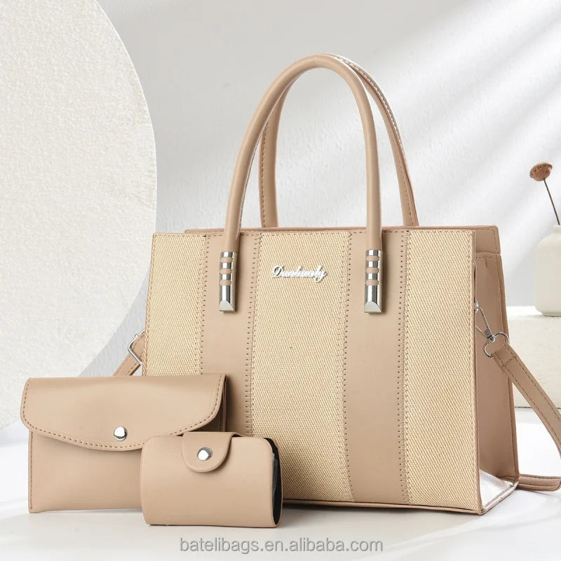 3-Piece Handbag Set - Shoulder Bag, Crossbody & Tote Combination