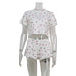 Floral Pajama Set - Short Sleeve T-Shirt & Shorts Sleepwear