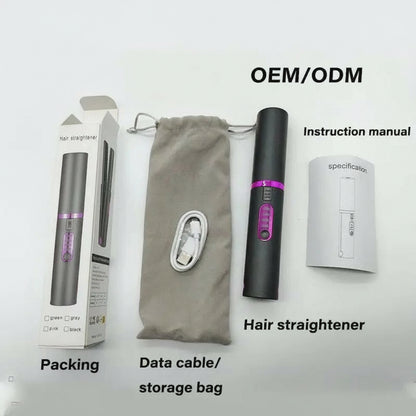 Cordless Hair Straightener - 2-in-1 Brushless Dryer & Curling Iron