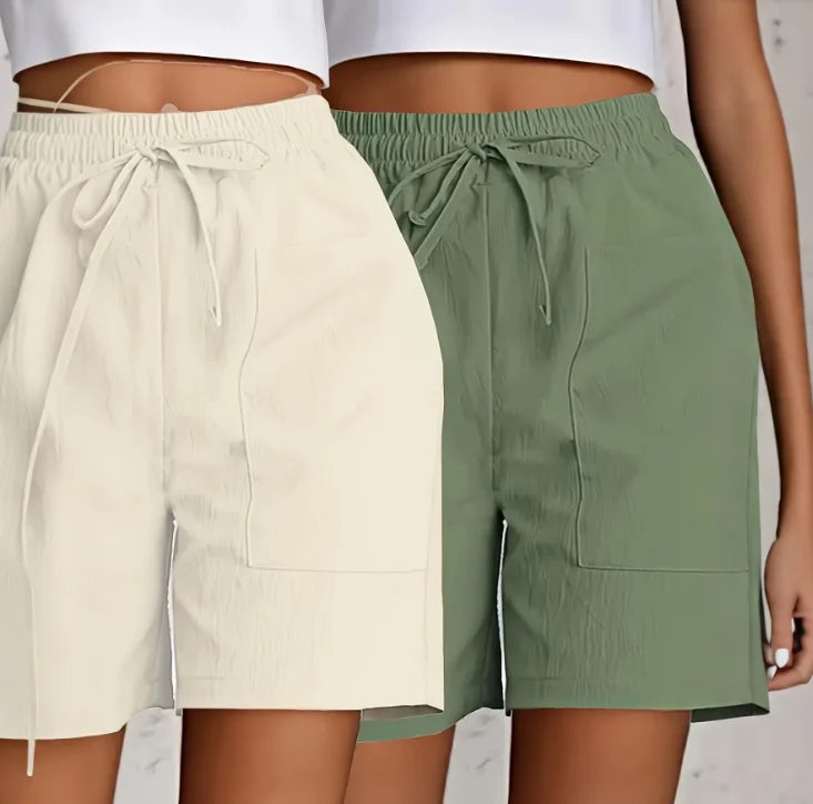 2-Piece Summer Shorts Set with Pockets - Casual Beach Outfit