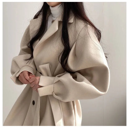 Puff Sleeve Button-Up Overcoat