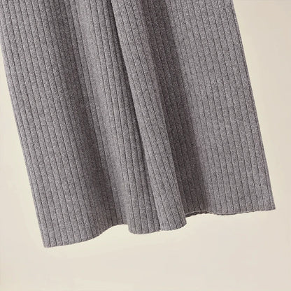 High Waist Loose Casual Knitted Straight Pants - Korean Style