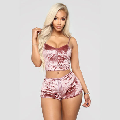 Velvet Pajama Set - Luxury Lounge Wear Lingerie