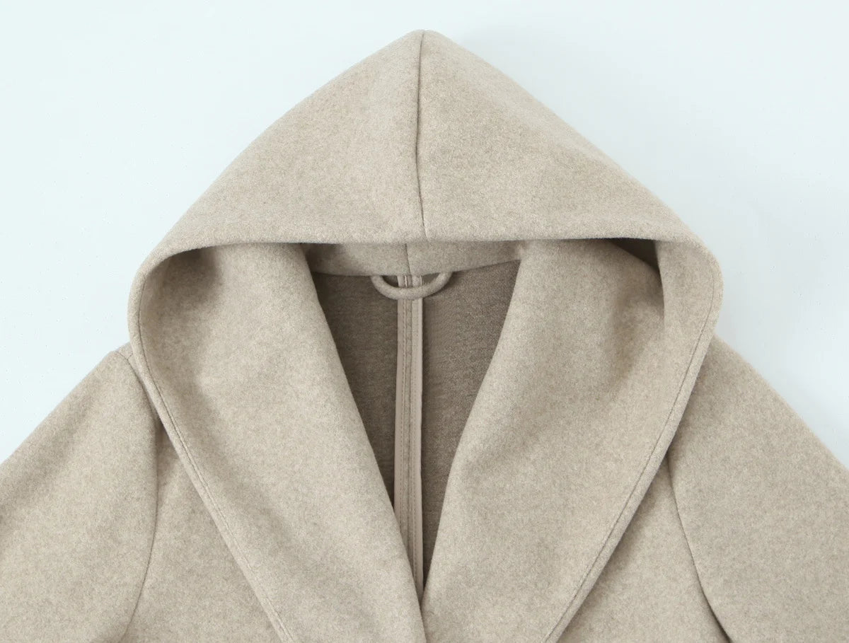 Hooded Soft Fleece Coat Long Sleeve Zip-Up Jacket