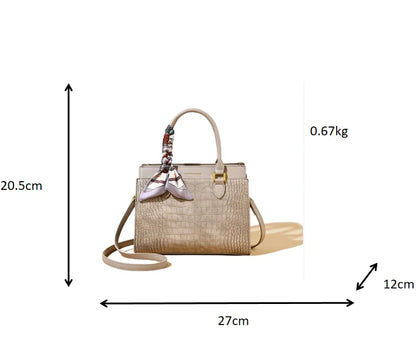 Women's Crocodile Embossed Crossbody Bag - Large Capacity Fashion Shoulder Handbag