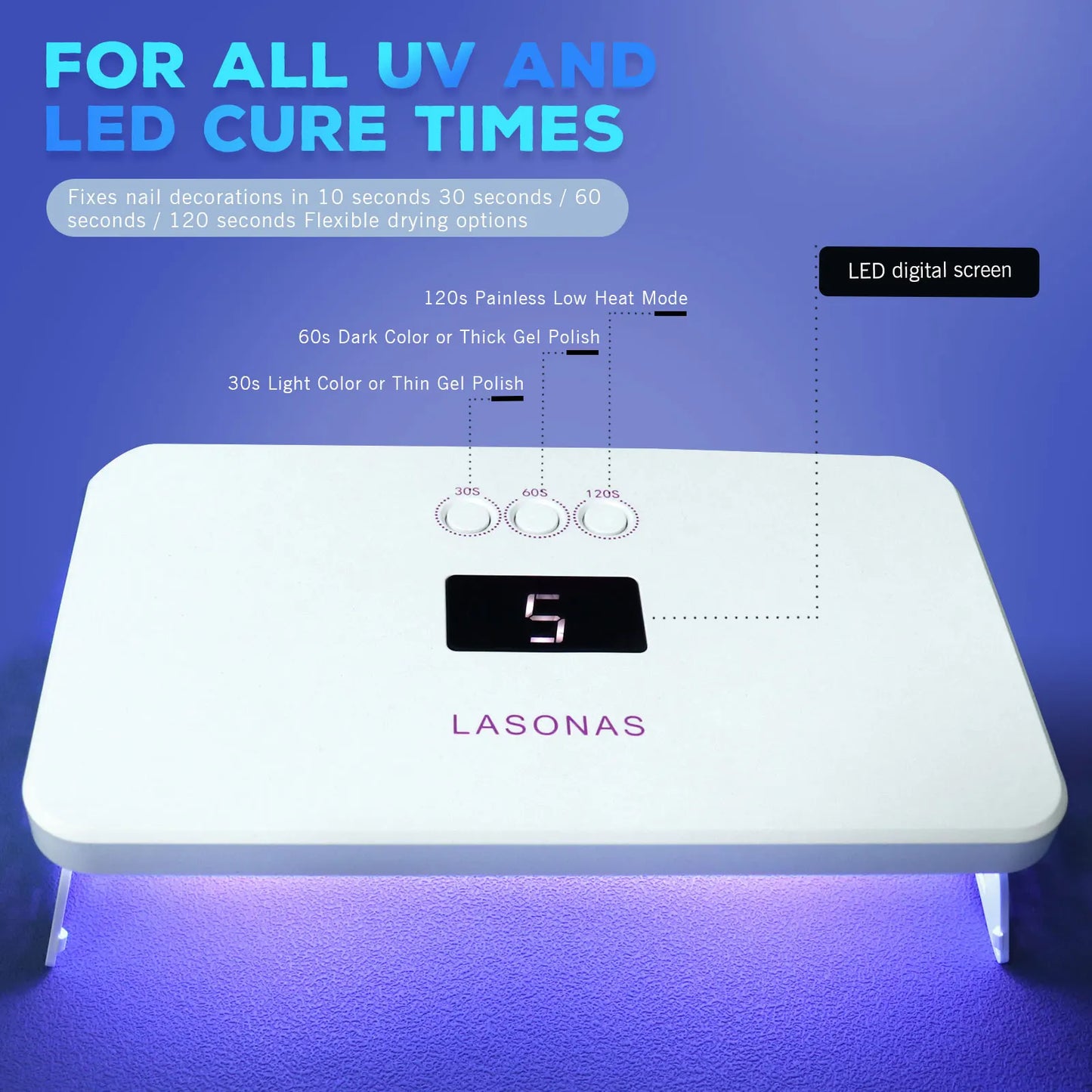 36W UV LED Nail Lamp - Portable Gel Polish Curing Light with Timer