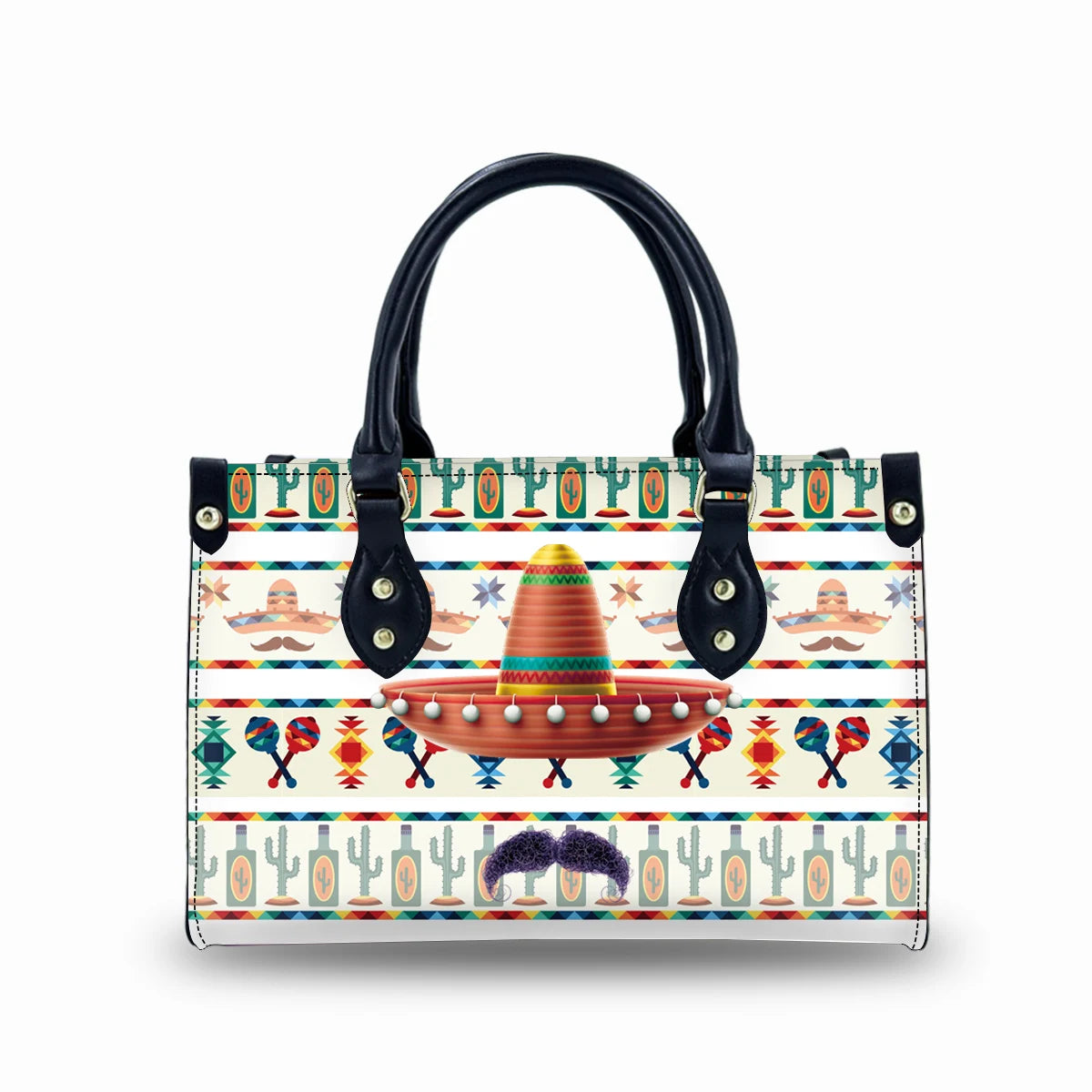 Casual Leather Handbag - Two Handle Tote Bag for Women