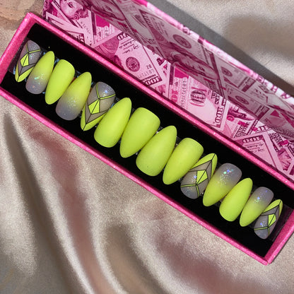 Handmade Pink Gel Press-On Nails - Custom Decoration Design (Wholesale Available)