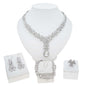 Waterdrop African Jewelry Set - Silver Plated Necklace, Bracelet, Earrings & Ring