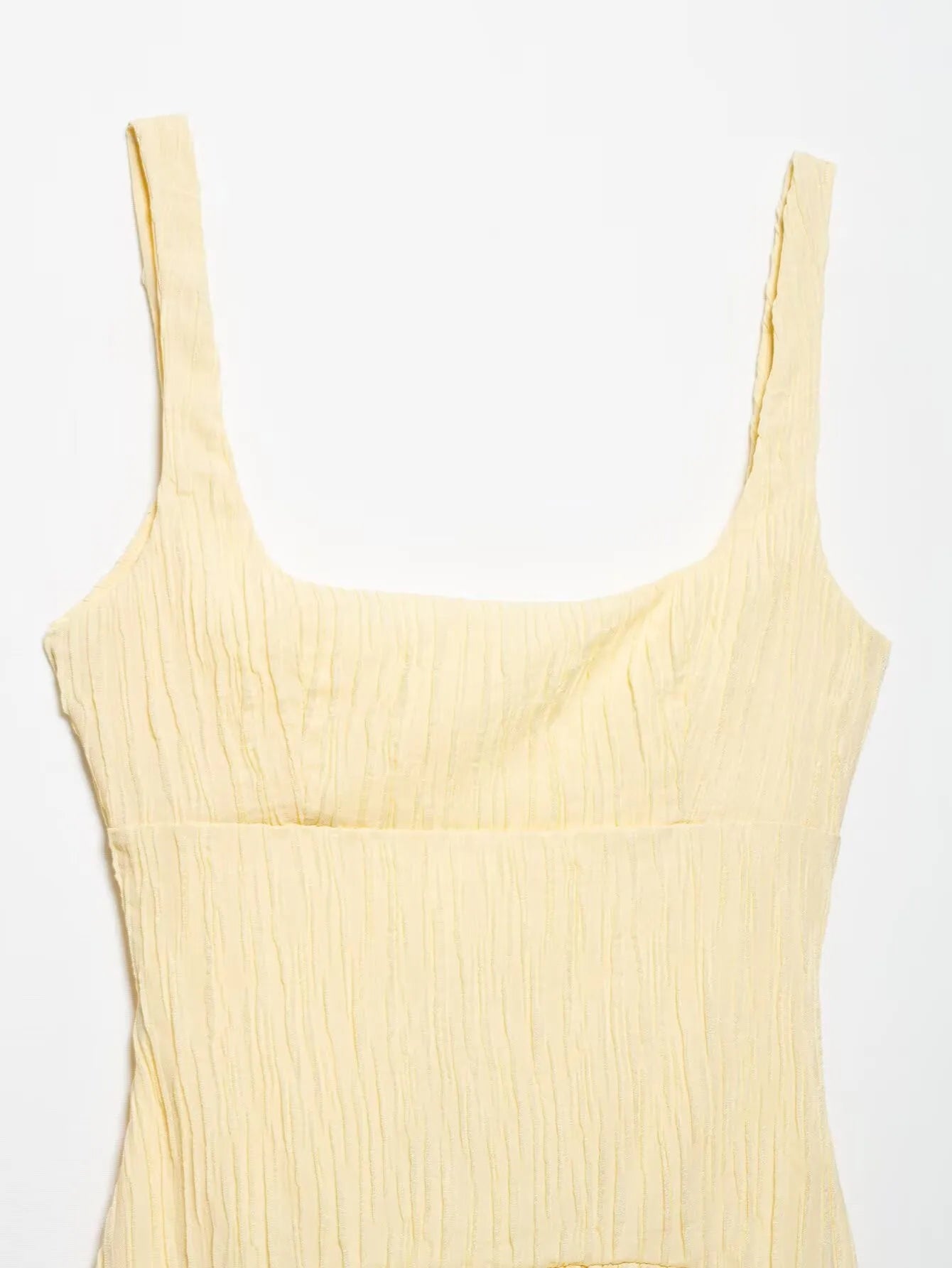 Textured Backless Square Neck Midi Dress