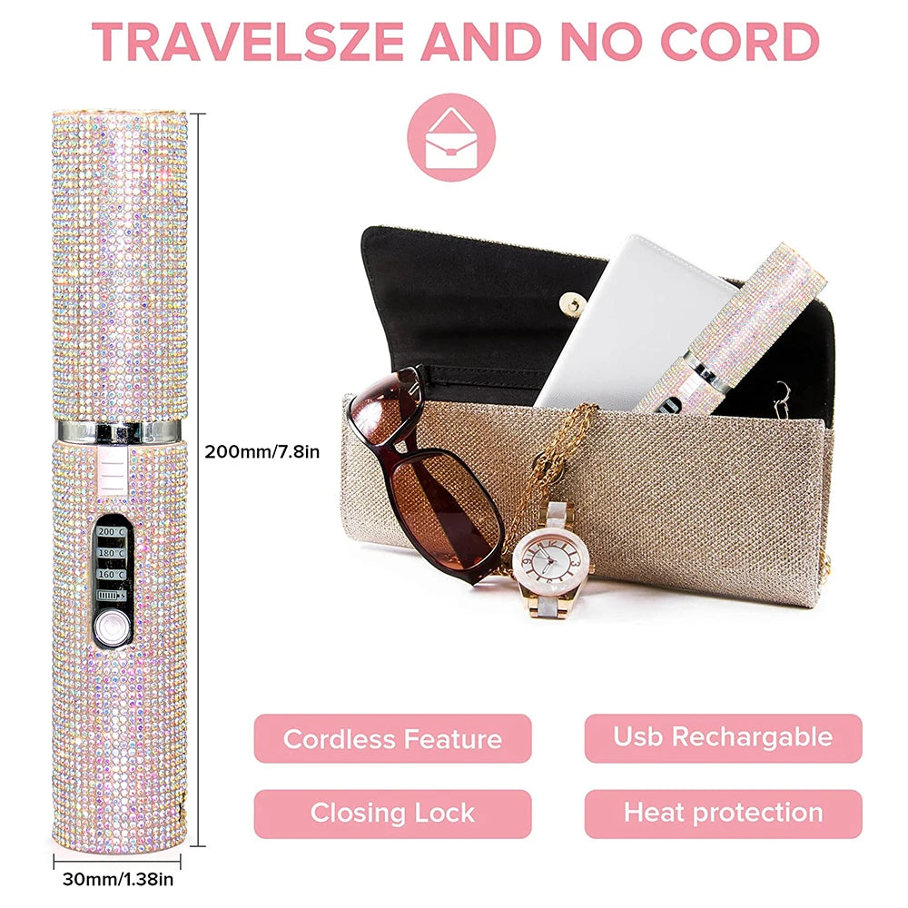 Cordless Hair Straightener - 2-in-1 Brushless Dryer & Curling Iron