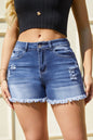 Tassel Hole Denim Hot Pants - Distressed Frayed Shorts for Women