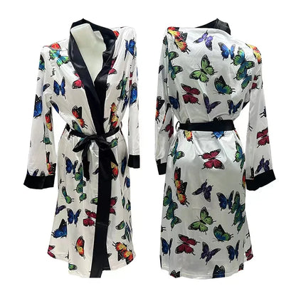 Luxury Money Print Satin Bathrobe & Sash