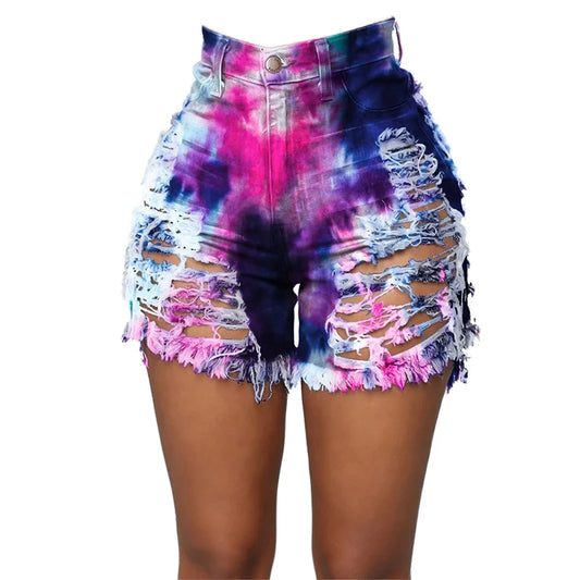 Tie-Dye Denim Shorts