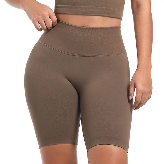 4 Inch High Waisted Biker Shorts - Contour Nylon Yoga Cycling Shorts