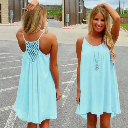 Fluorescent Chiffon Casual Summer Sundress