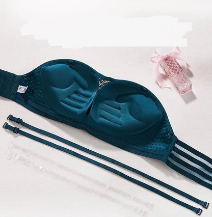 Seamless Push-Up Bra - Wire-Free Strapless Lace Bralette