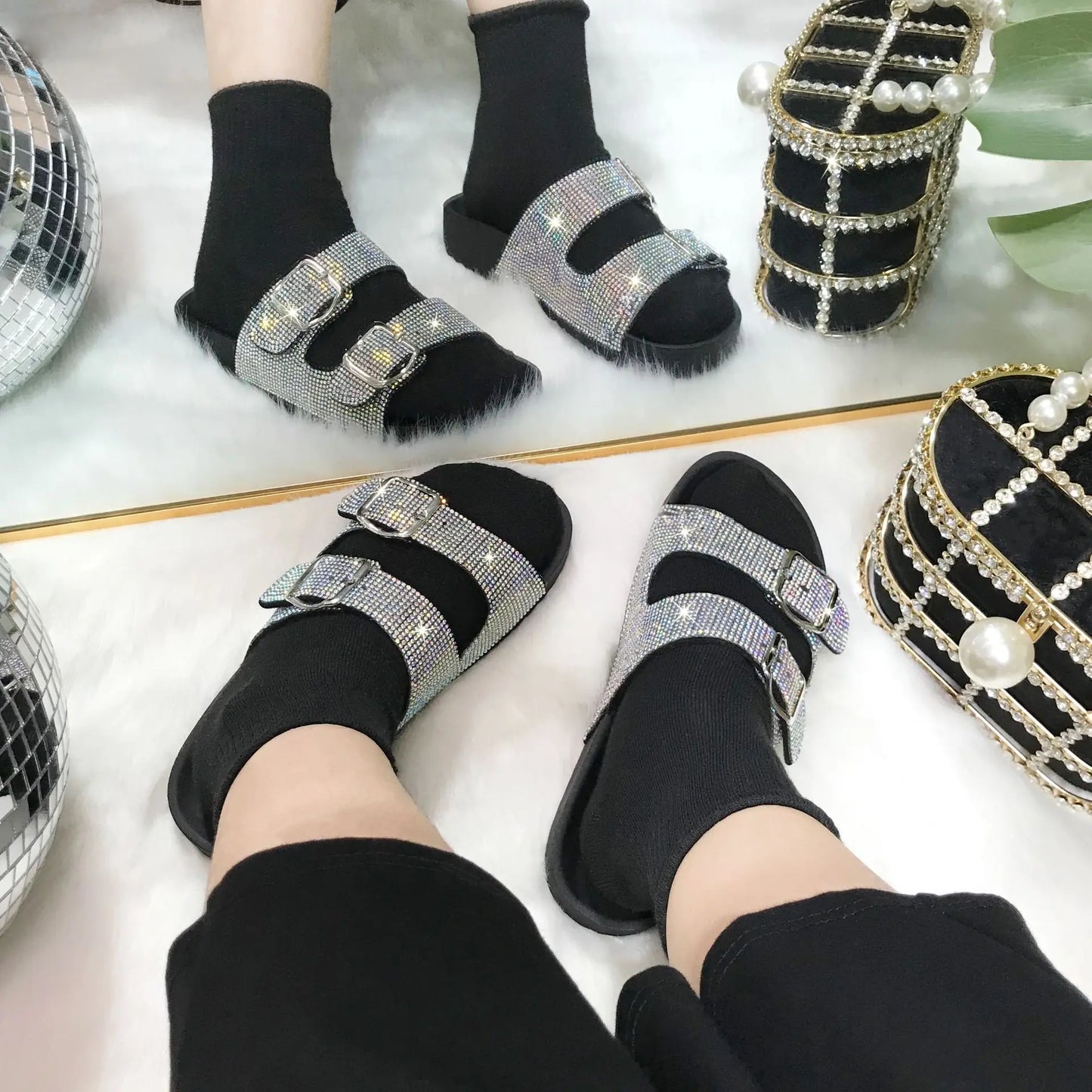 Rhinestone Bling Summer Slides