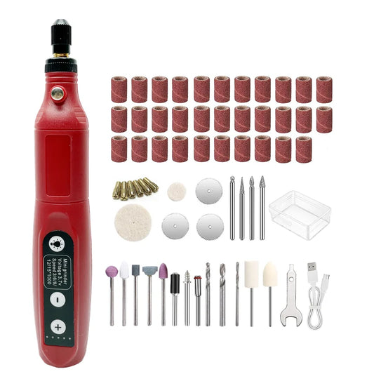 Mini Electric Nail Drill - USB Rechargeable Rotary Grinder with 62 Accessories