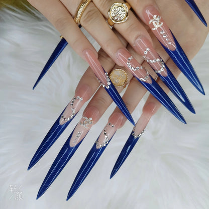 Luxury Rhinestone Press-On Nails - Designer Brand Style Acrylic (24 Pieces)