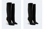 Luxury Leather Padlock Ankle Boots - Golden Spike Heel Chelsea Boots