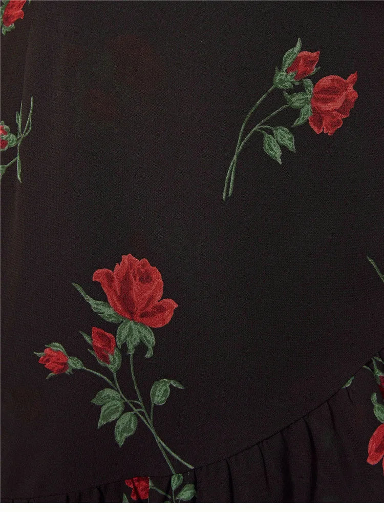 Floral French Retro Dress - Casual Chiffon Summer Dress