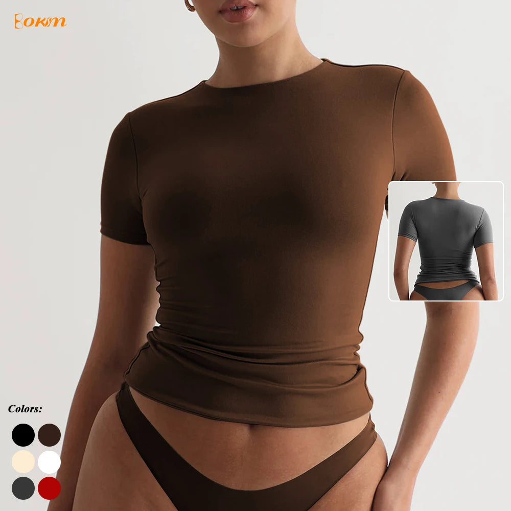 Slim Fit Short Sleeve T-Shirt - Stretch Basic Tee