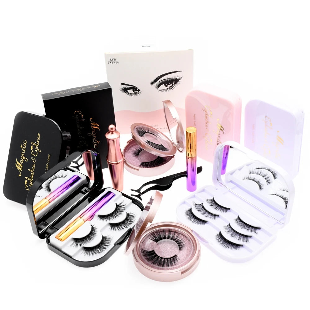 3D Magnetic Eyelashes Kit - Reusable False Lashes with Magnetic Eyeliner