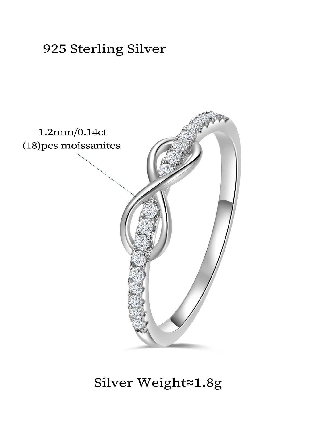 Lab-Grown Diamond Ring - 925 Sterling Silver Moissanite Ladies Ring