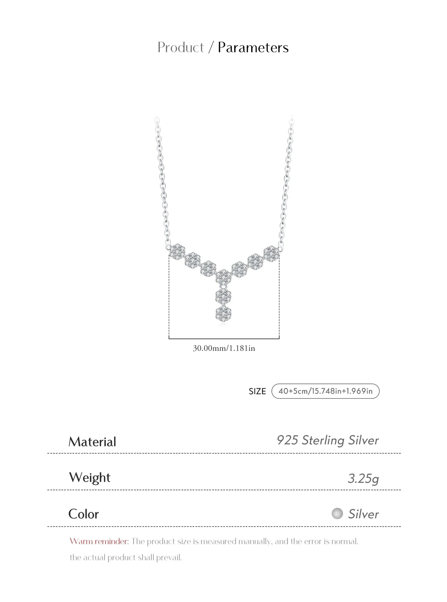 925 Sterling Silver Y-Necklace - Diamond Flower Pendant