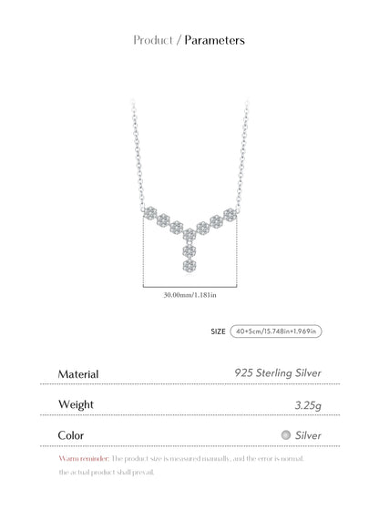 925 Sterling Silver Y-Necklace - Diamond Flower Pendant