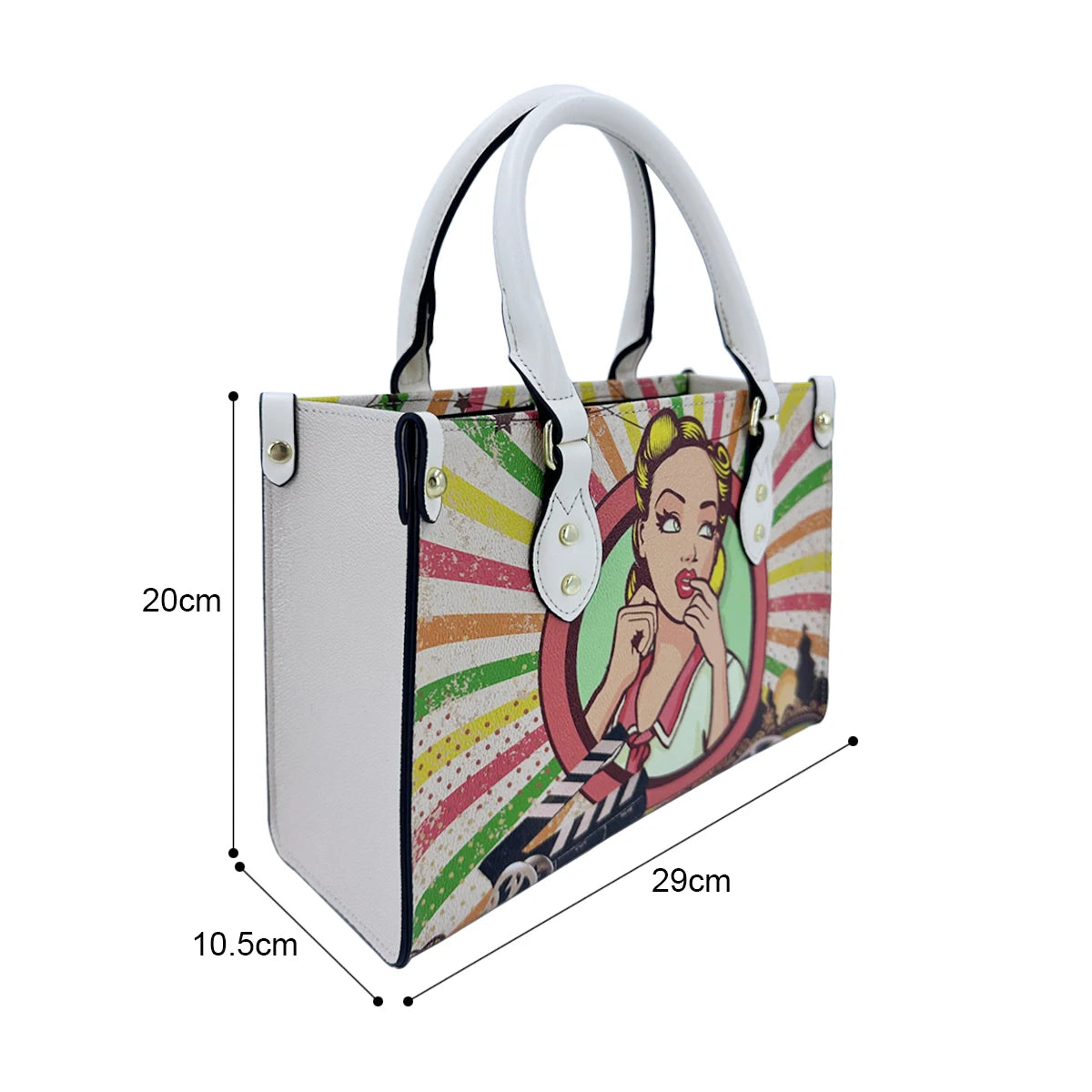 Casual Leather Handbag - Two Handle Tote Bag for Women