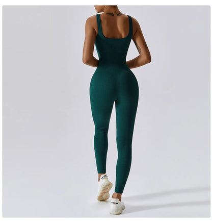 Seamless Yoga Jumpsuit Backless Workout Romper