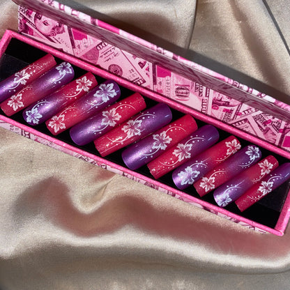 Handmade Pink Gel Press-On Nails - Custom Decoration Design (Wholesale Available)