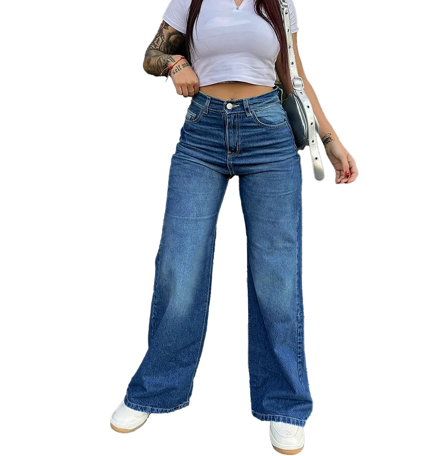 High-Waist Wide Vintage Straight Fit Jeans