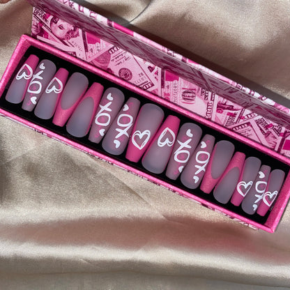 Handmade Pink Gel Press-On Nails - Custom Decoration Design (Wholesale Available)