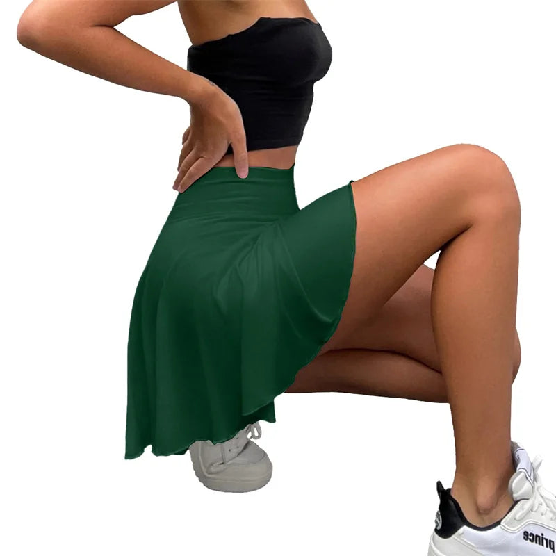 Summer Active Wear Stretchy Golf Skirt Inner Short High Waist Pleated 2 in 1 Tennis Skirt With Pocket