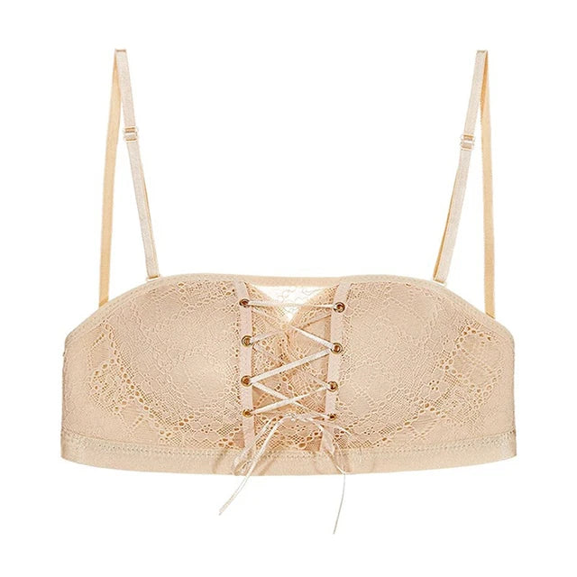Seamless Push-Up Bra - Wire-Free Strapless Lace Bralette