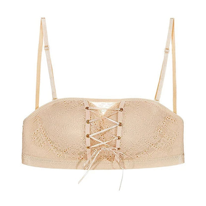 Seamless Push-Up Bra - Wire-Free Strapless Lace Bralette