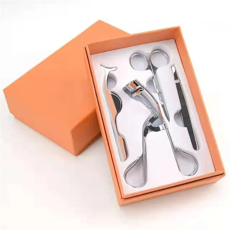 Rose Gold Eyelash Curler & Makeup Tools Set - 4-Piece Beauty Essentials Kit