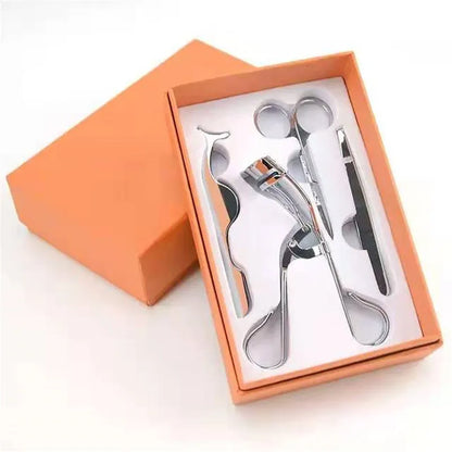 Rose Gold Eyelash Curler & Makeup Tools Set - 4-Piece Beauty Essentials Kit