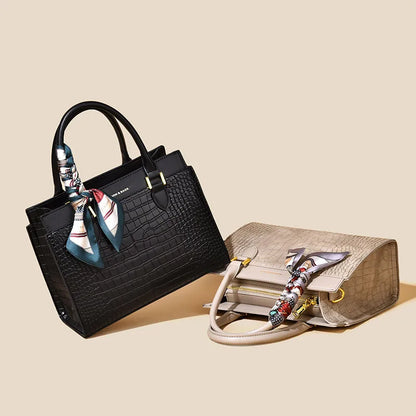 Women's Crocodile Embossed Crossbody Bag - Large Capacity Fashion Shoulder Handbag