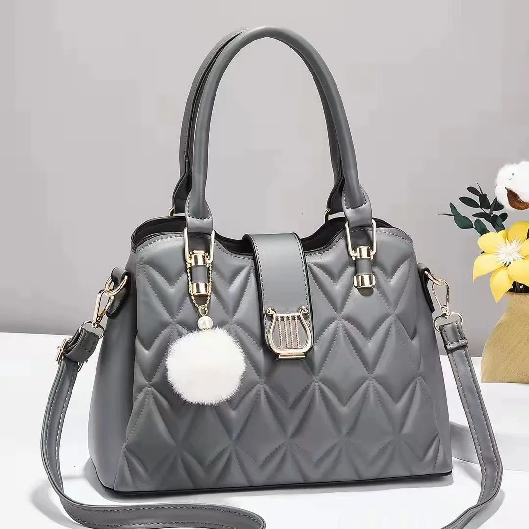 Fashion Leather Shoulder Bag - Bucket Style Crossbody Handbag